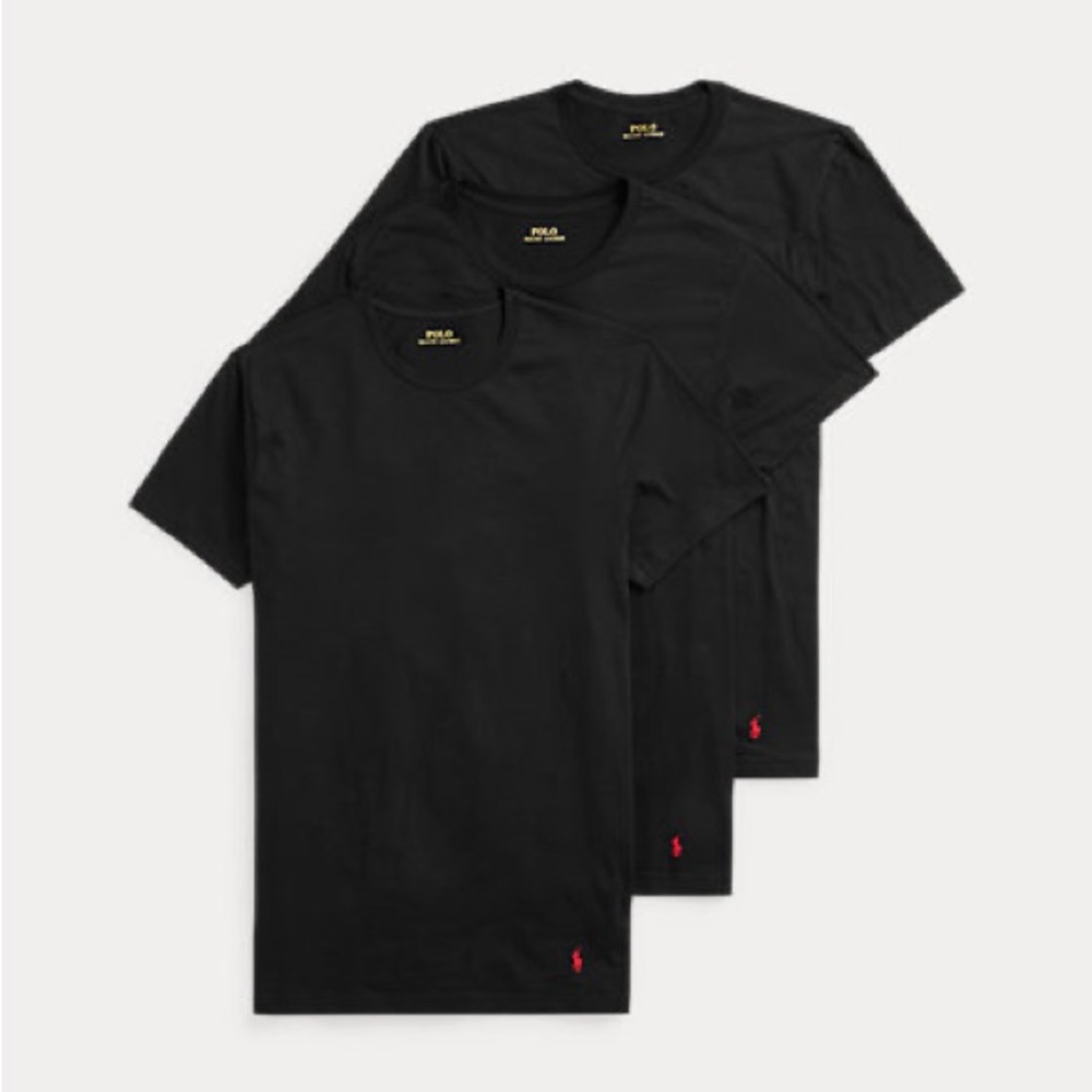 Polo Ralph Lauren Classic Fit Crew Neck 3 pack T-shirts Black Size Medium